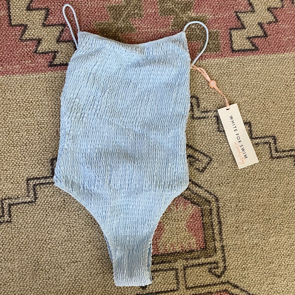 Sarah’s day X whitefoxswim blue one piece XS